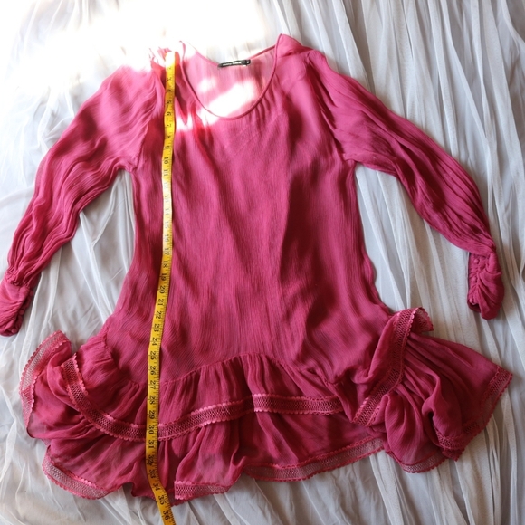 Anthropologie by MAGALI PASCAL Inez Midi Dress,Pink Medium,relaxed fit lace trim - Picture 12 of 12